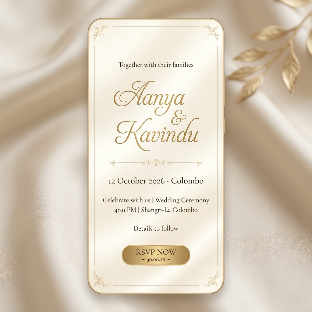 Classic Ivory wedding invitation template preview
